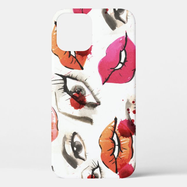 Coques Case-Mate iPhone Motif des yeux et des lèvres aquarelles (Verso)
