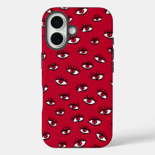 Coques iPhone 16 Motif des yeux rouges - Horreur esthétique gothiqu