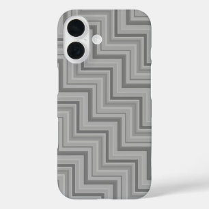 Coques iPhone 16 Motif d'escalier à rayures grises