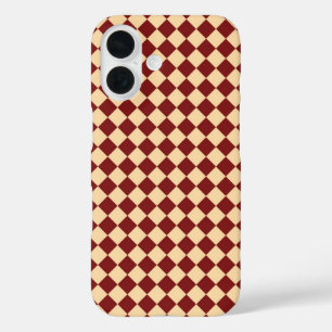 Coques iPhone 16 Motif diamant à carreaux rouge jaune
