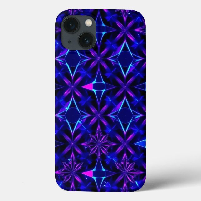 Coques Case-Mate iPhone Motif Diamant Bleu avec Mobile Contraste Rose (Verso)
