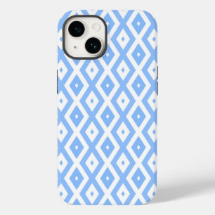 Coque Pour iPhone 14 Motif diamant bleu et blanc