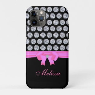 Case-Mate iPhone Case Motif diamant chic et calligraphie de nom sur fond
