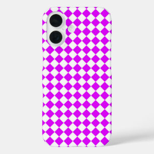 Coques iPhone 16 Motif diamant de Checker blanc violet