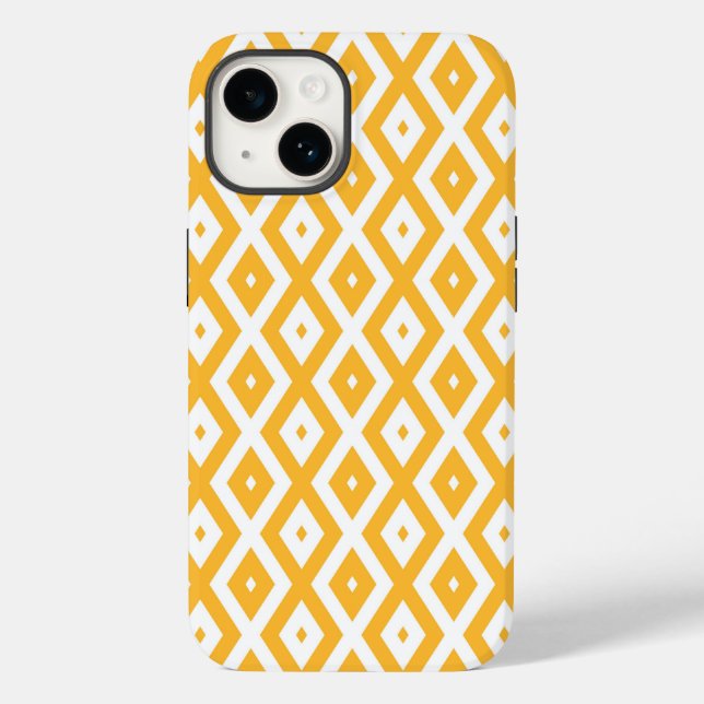 Coques Case-Mate iPhone Motif diamant jaune et blanc soleil (Verso)