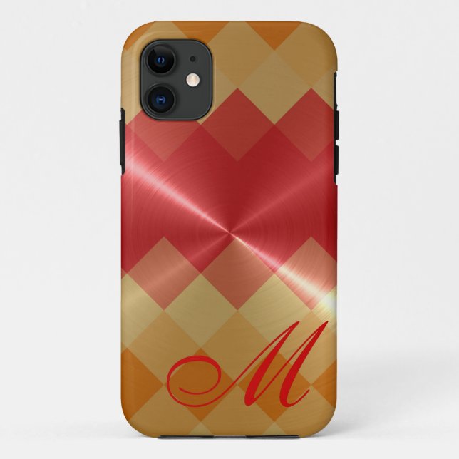 Coques Case-Mate iPhone Motif diamant métallique et monogramme 4 (Dos)