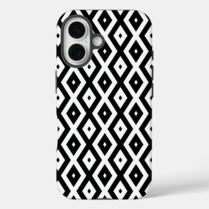 Coques iPhone 16 Motif diamant noir et blanc