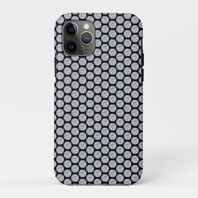 Coques Case-Mate iPhone Motif diamant scintillant sur fond noir (Dos)