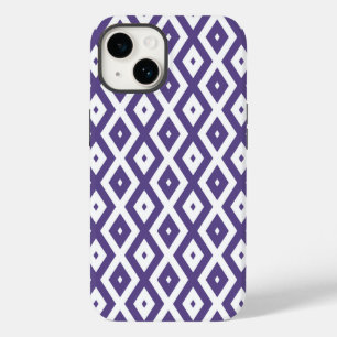Coque Pour iPhone 14 Motif diamant ultra violet et blanc