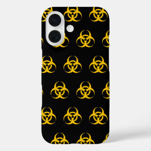 Coques iPhone 16 Motif d'icônes de risque biologique