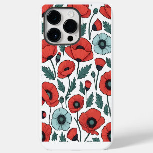 Coque Pour Pour iPhone 14 Pro Max Motif d'illustration des fleurs de coquelicots rou