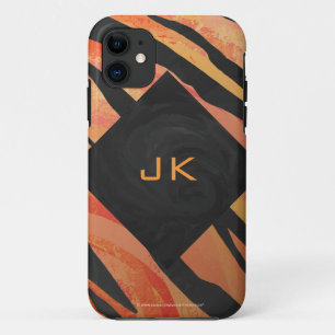 Coques Pour iPhone Motif d'impression monogramme Tiger chaud orange e
