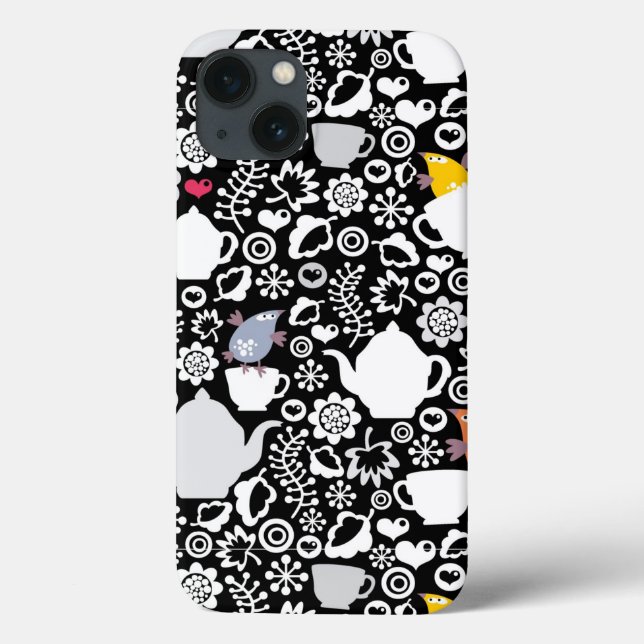 Coques Case-Mate iPhone Motif d'oiseaux et de tasses (Verso)