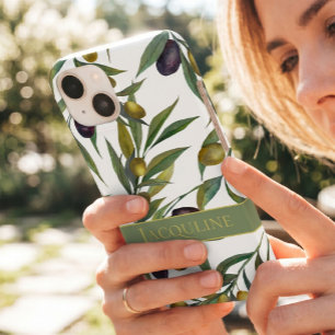 Coque Pour iPhone 14 Motif d'olive de campagne française à l'aquarelle 