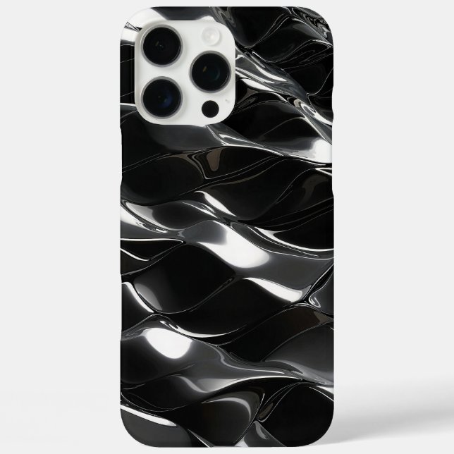 Coques Case-Mate iPhone Motif d'onde 3D Futuriste Black Gloss (Verso)