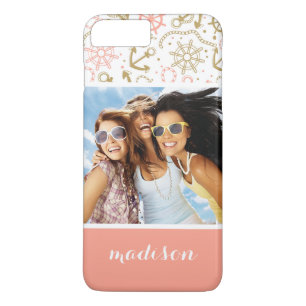Coques Pour iPhone Motif d'or   d'Ancre votre photo et nom