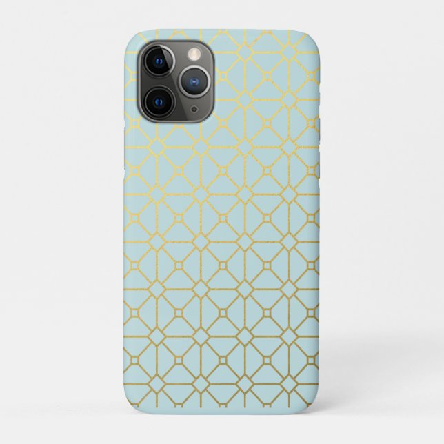 Coques Case-Mate iPhone Motif d'or Turquoise Turquoise moderne (Dos)