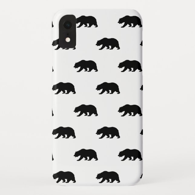 Coques Case-Mate iPhone Motif d'ours grizzli blanc et noir (Dos)