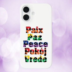 Coques iPhone 16 Motif du Coeur de Paix Arc-en-ciel