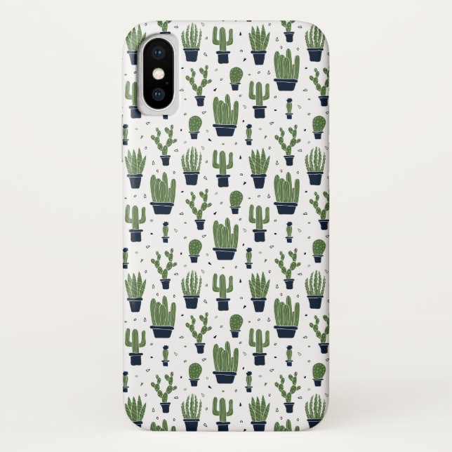 Coques Case-Mate iPhone Motif du désert de cactus foncé rustique (Dos)