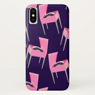 Coque iPhone X Motif du lecteur de disques rétro rose pâle