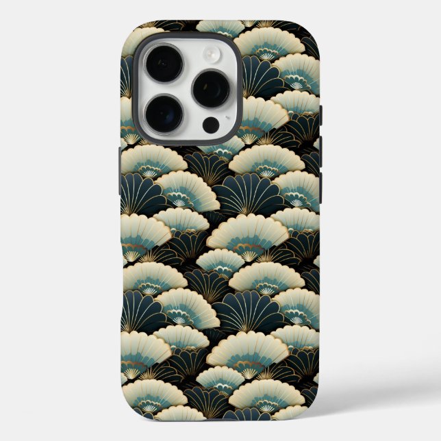Coques Case-Mate iPhone Motif du ventilateur d'inspiration japonaise Turqu (Verso)