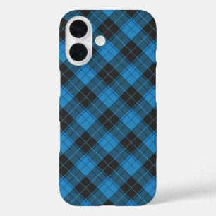 Coques iPhone 16 Motif écossais simple en bleu foncé