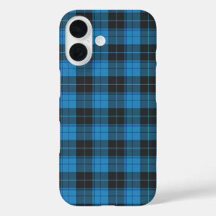 Coques iPhone 16 Motif écossais simple en bleu foncé