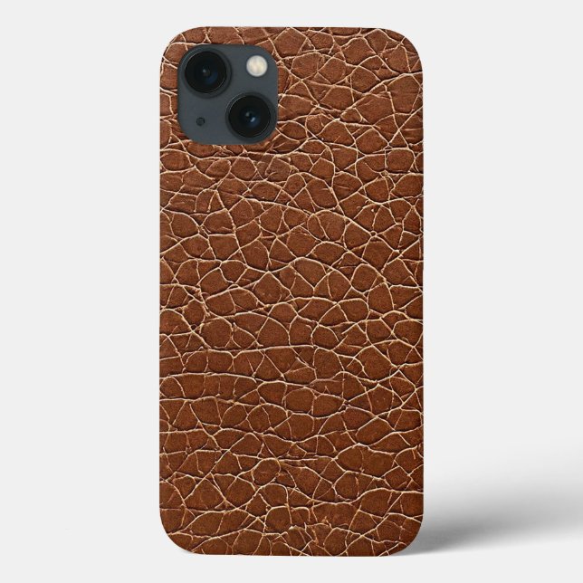 Coques Case-Mate iPhone Motif effet cuir marron (Verso)