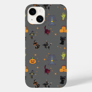 Coque Pour iPhone 14 Motif éffrayant d'Halloween avec Chats Noirs, Citr