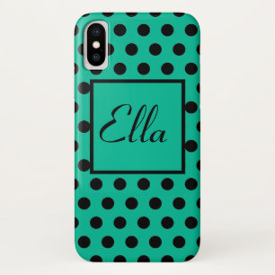 Case-Mate iPhone Case Motif élégant à points Polka noirs sur vert