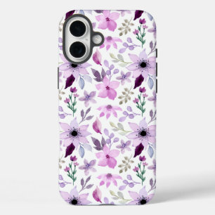 Coques iPhone 16 Plus Motif élégant de fleurs roses et violettes