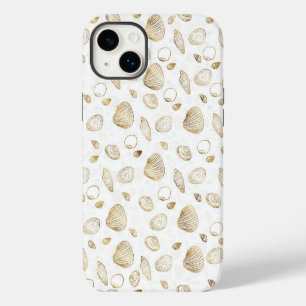 Coque Pour iPhone 14 Plus Motif élégant Gold White Seashells
