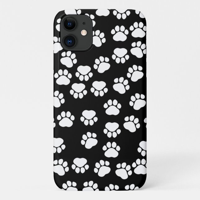Coques Case-Mate iPhone Motif, Empreintes de pattes, pattes de chien, noir (Dos)