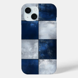 Coque Pour iPhone 15 Motif en argent et bleu