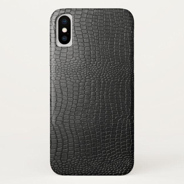Coques Case-Mate iPhone Motif en cuir noir Faux Snakeskin (Dos)