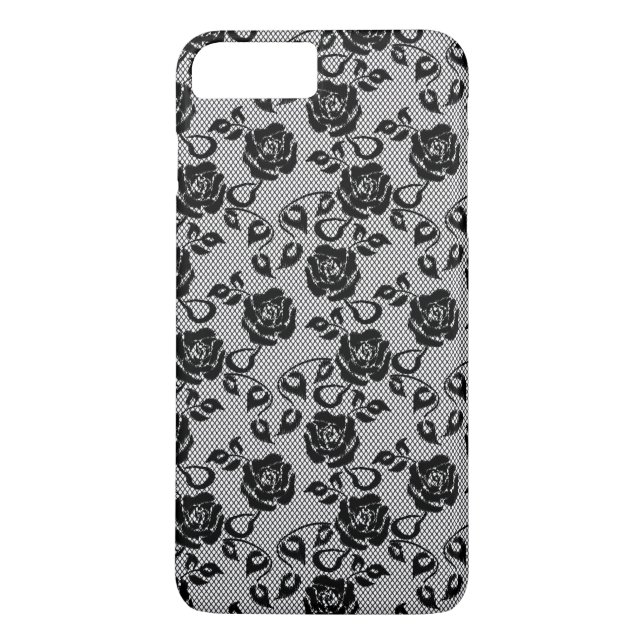 Coques Case-Mate iPhone Motif en dentelle noire sur arrière - plan blanc (Dos)