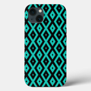 Case-Mate iPhone Case Motif en diamant noir et turquoise Coque-Mate iPho