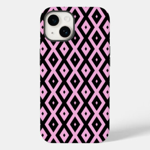 Coque Pour iPhone 14 Motif en diamant rose pâle et noir