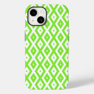 Coque Pour iPhone 14 Motif en diamant vert et blanc