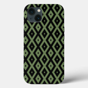 Case-Mate iPhone Case Motif en diamant vert olive et noir Coque-Mate iP