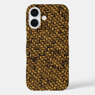 Coques iPhone 16 Motif en fibre naturelle diagonal Twill
