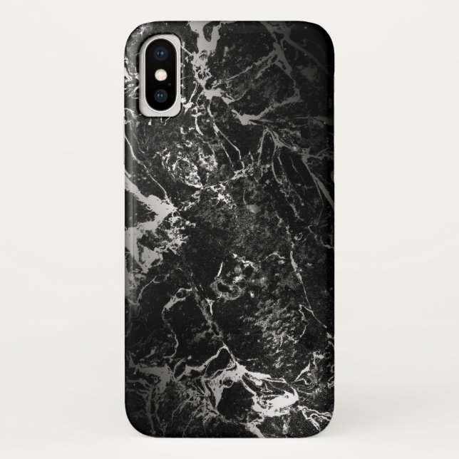 Coques Case-Mate iPhone motif en marbre noir et blanc (Dos)
