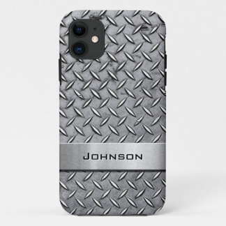 Coque iPhone 11 Motif en métal cool diamant découpé en plaque méta