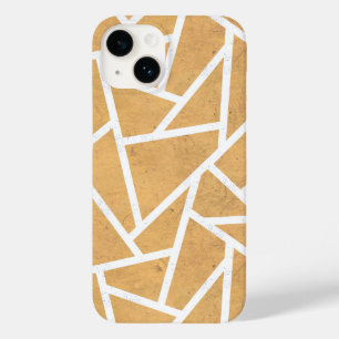 Coque Pour iPhone 14 Motif en mosaïque jaune et blanc