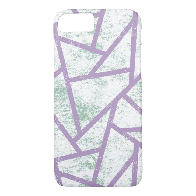 Coques Case-Mate iPhone Motif en mosaïque vert clair et lavande (Dos)