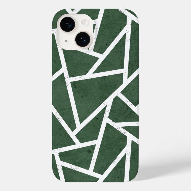 Coques Case-Mate iPhone Motif en mosaïque verte et blanche (Verso)