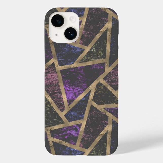 Coques Case-Mate iPhone Motif en mosaïque violet et or (Verso)