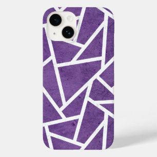 Coque Pour iPhone 14 Motif en mosaïque violette et blanche