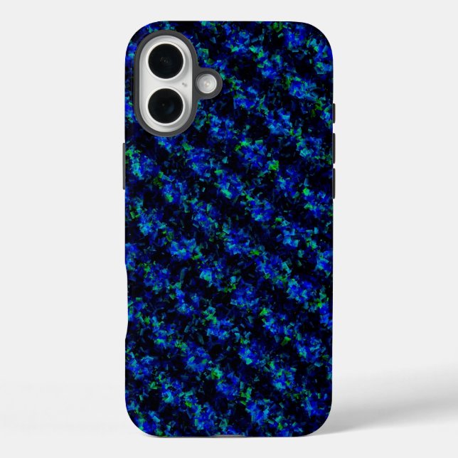 Coques Case-Mate iPhone Motif en verre brisé bleu vert (Verso)